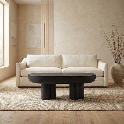 Oval Concrete Coffee Table with Modern Design and Sturdy Surface