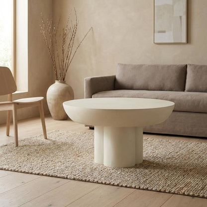 Concrete Coffee Table with Durable Round Top and Modern Design