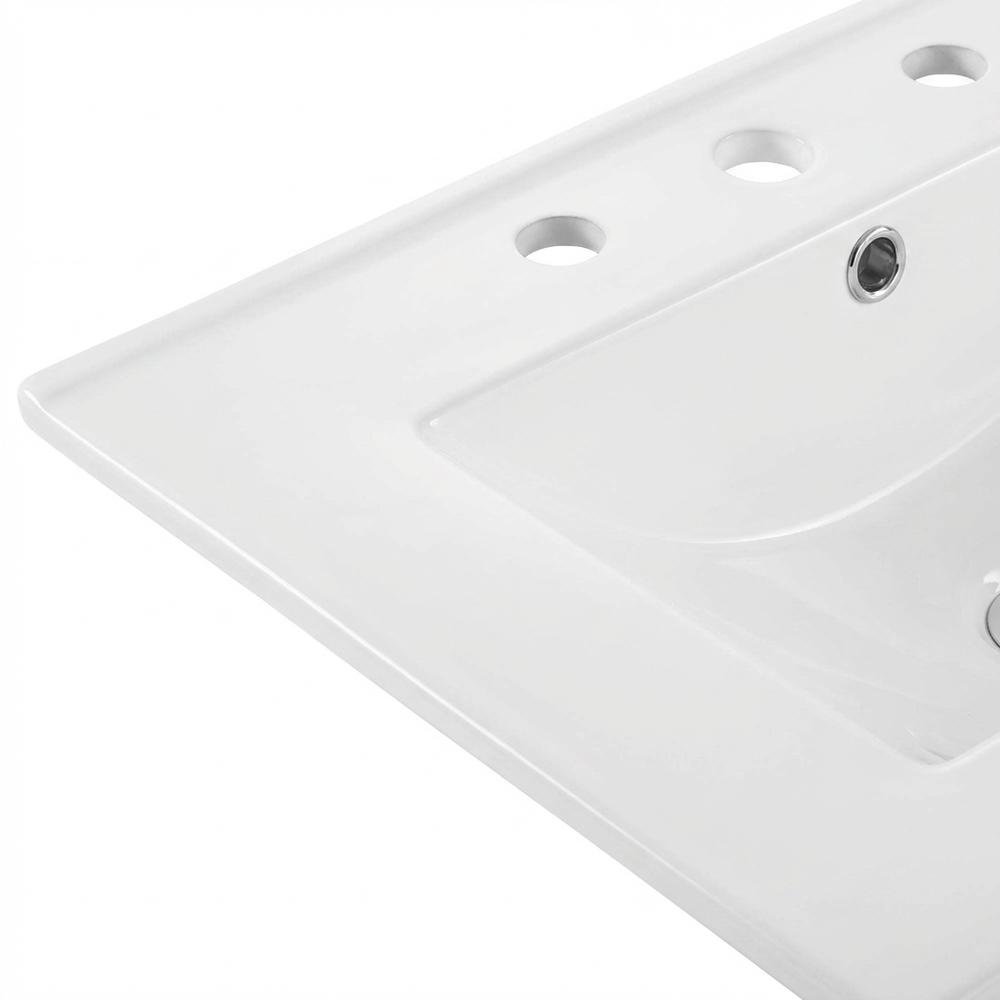 White 24-Inch Ceramic Bathroom Sink Top, Centerset Faucet Holes
