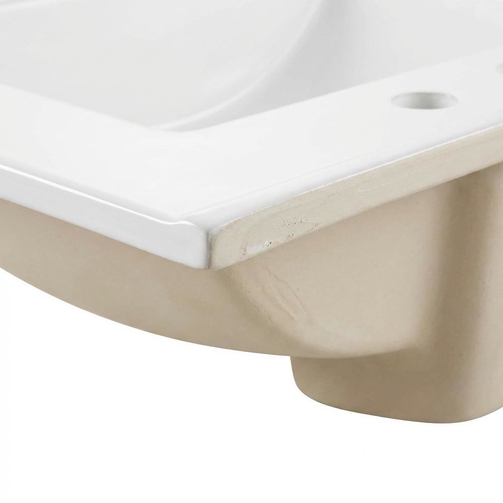 White 24-Inch Ceramic Bathroom Sink Top, Centerset Faucet Holes