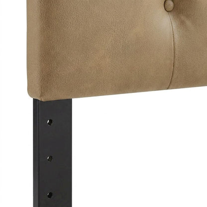Faux Leather-Upholstered Queen Headboard with Tall Leg Posts, Queen ,Toast