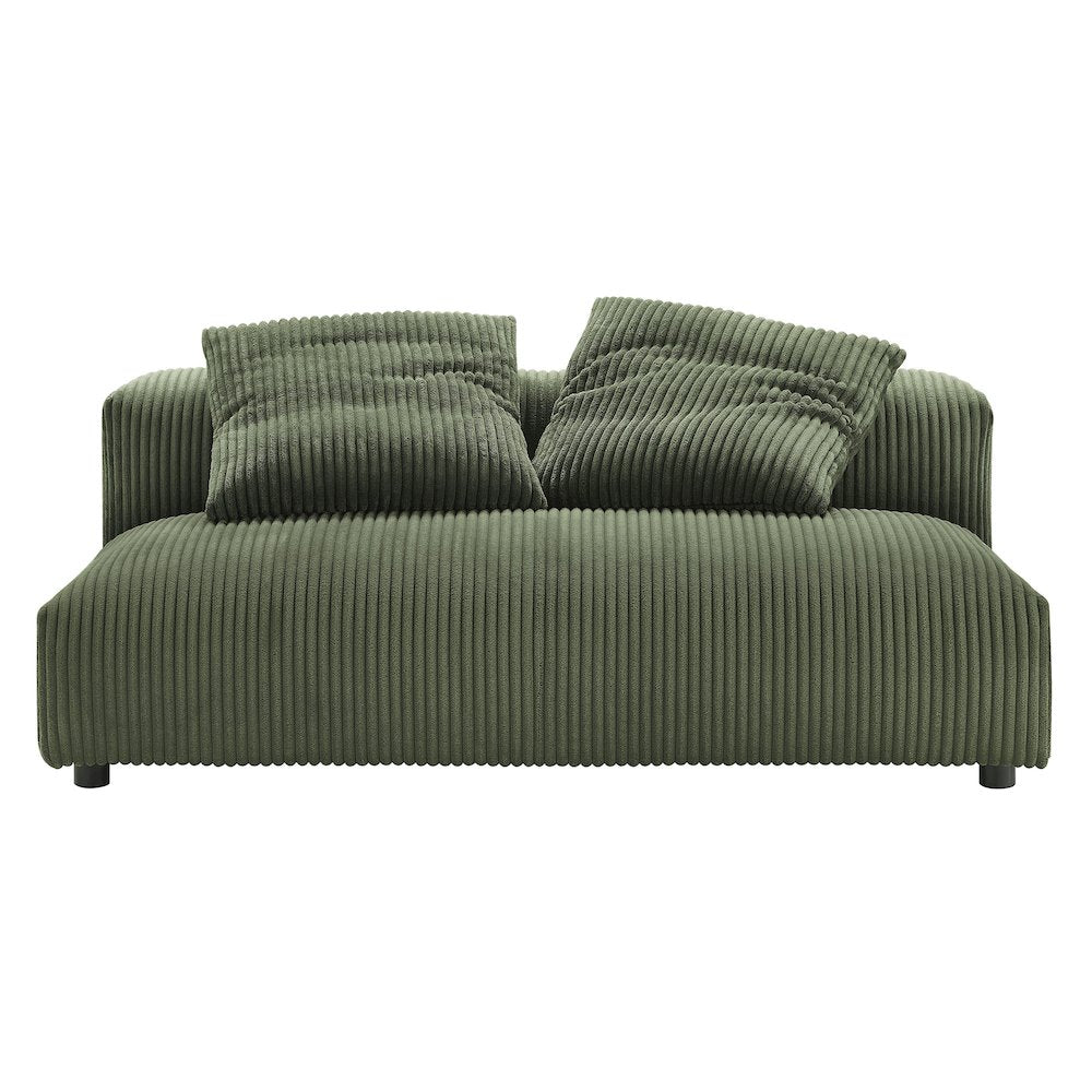 Solace Modular Corduroy Upholstered Armless Loveseat and Ottoman Set