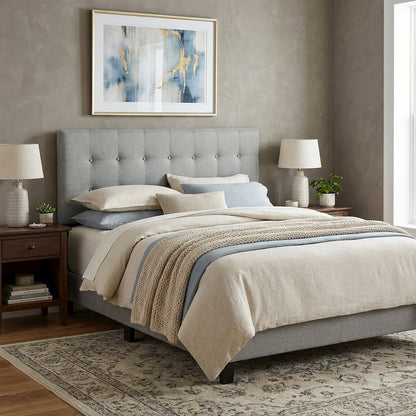 Upholstered Fabric Queen Headboard with Padded Design and Durable Frame