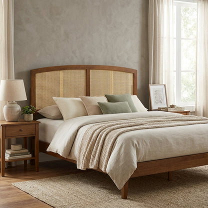 Cane King Headboard with Woven Texture and Durable Frame Design