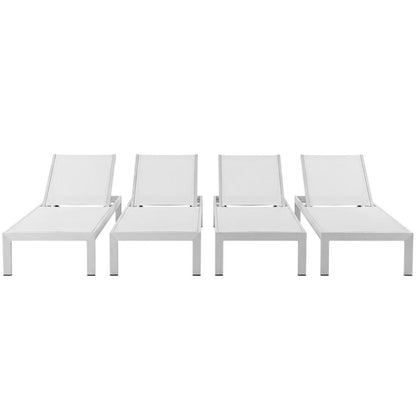 Set Of 4 Aluminum Outdoor Lounge Chairs With Weather-Resistant Design