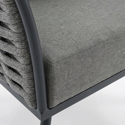Outdoor Patio Aluminum Armchair With Cushioned Seat And Armrests