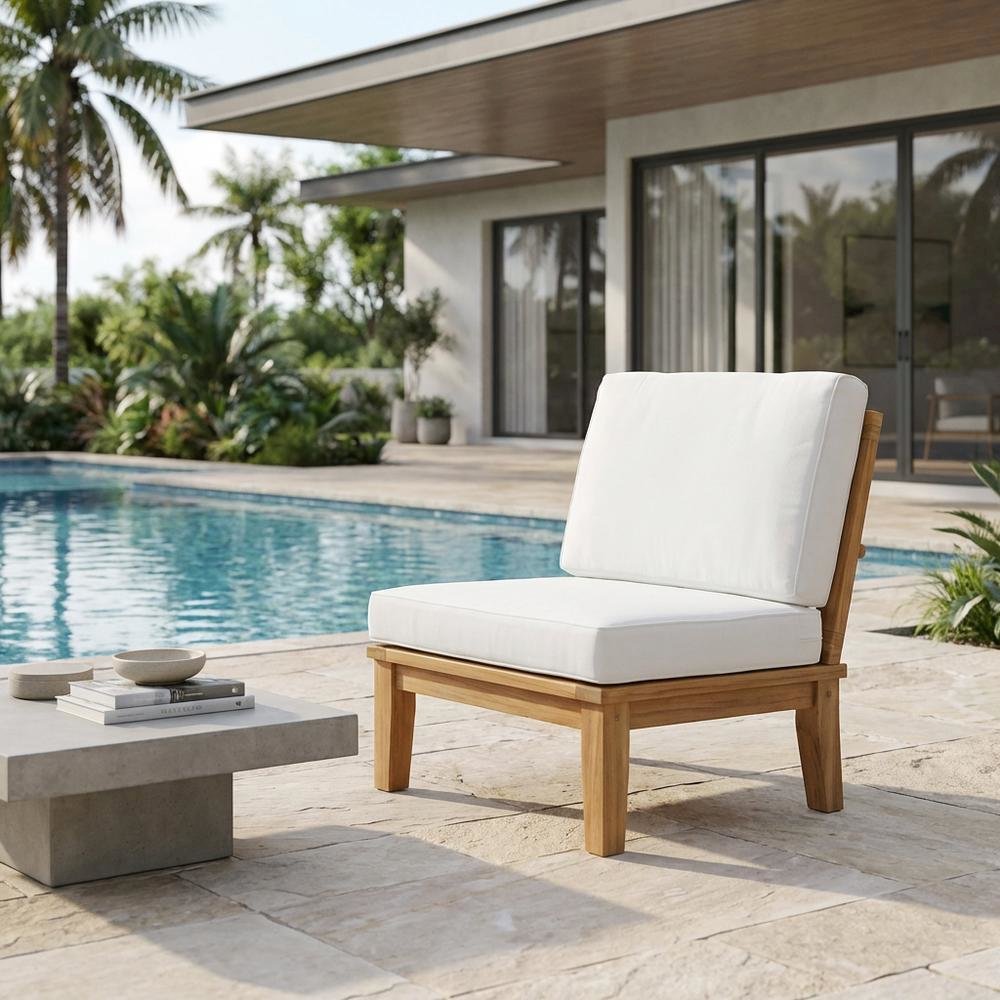Adirondack Outdoor Teak Sofa With Cushions And Modern Design