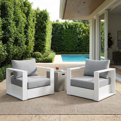 2-Piece Outdoor Aluminum Armchair Set, Powder-Coated Finish, Comfortable Cushion