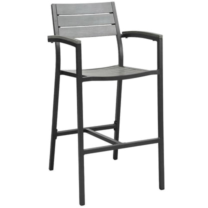 Outdoor Bar Stool Set with Aluminum Finish, Armrest & Backrest Comfort