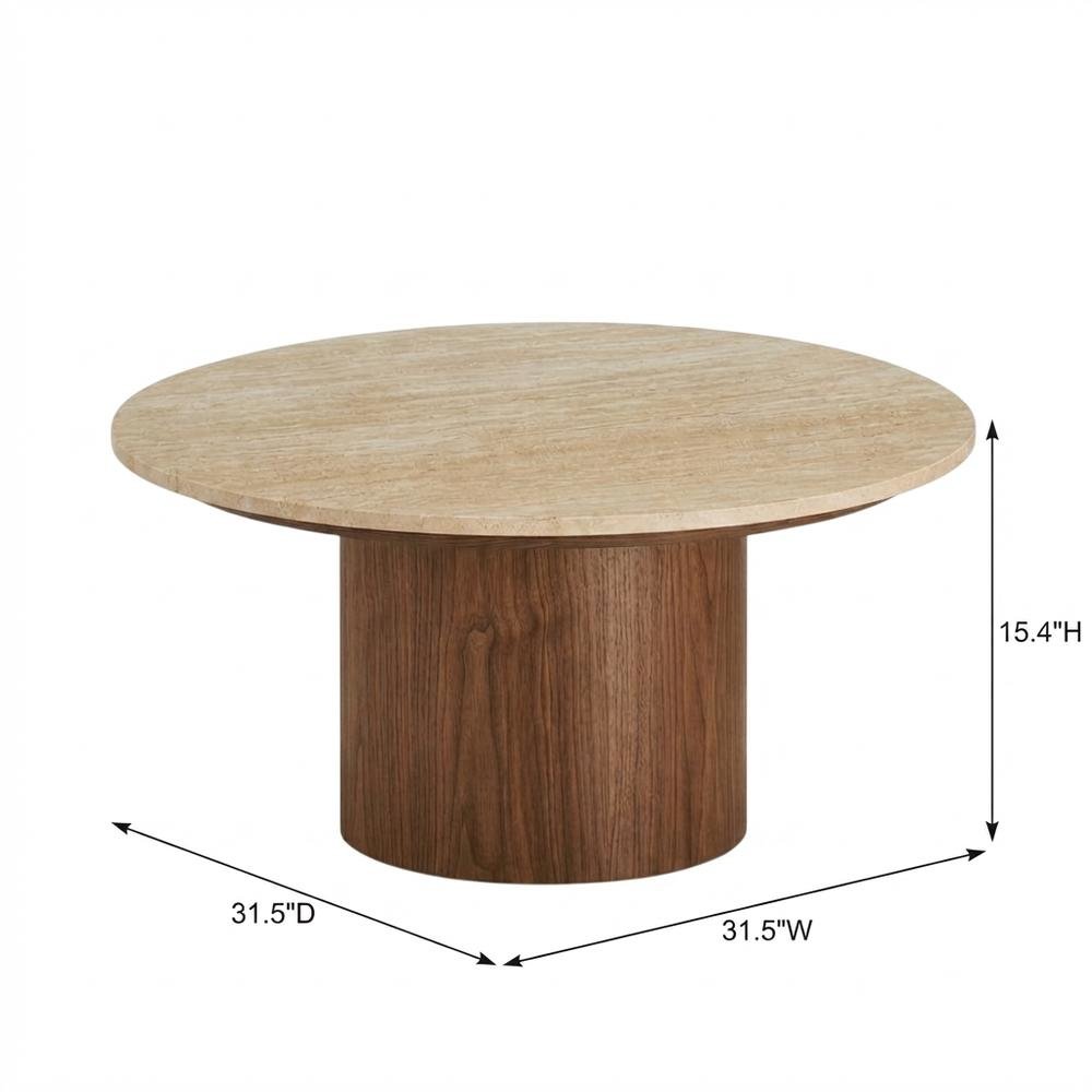 Round Travertine Coffee Table with Modern Design and Durable Surface