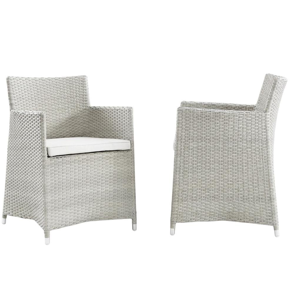 Set Of 2 Outdoor Wicker Lounge Chairs With Cushions And Armrests