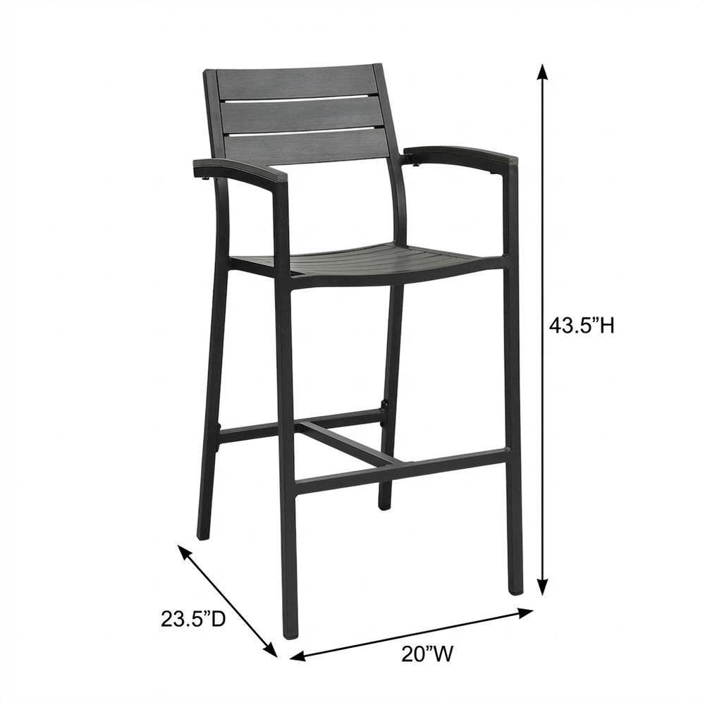 Outdoor Bar Stool Set with Aluminum Finish, Armrest & Backrest Comfort
