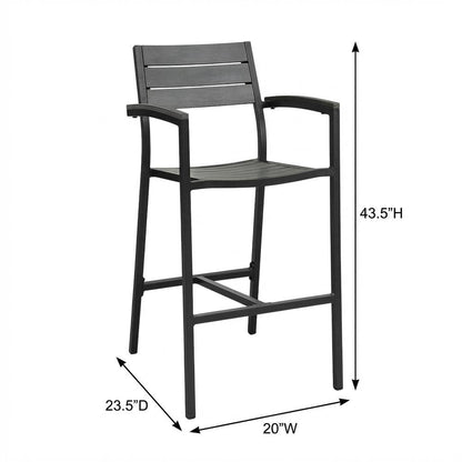 Outdoor Bar Stool Set with Aluminum Finish, Armrest & Backrest Comfort