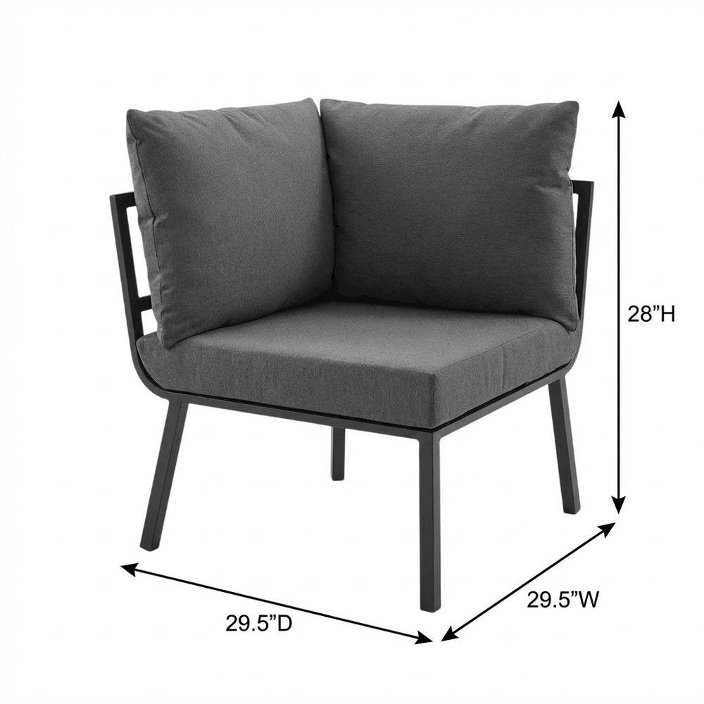 Outdoor Patio Aluminum Corner Chair With Cushioned Seat And Armrests