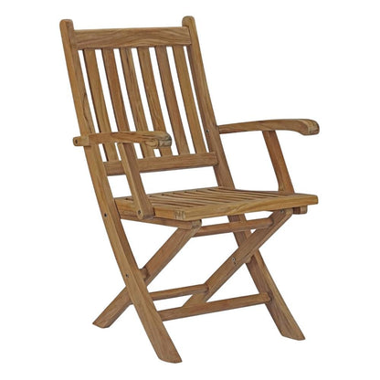 Elegant Teak Outdoor Folding Chair for Patio Dining with Armrests