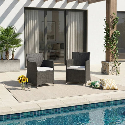 Outdoor Patio Wicker Armchair Set Of 2 With Comfortable Cushions