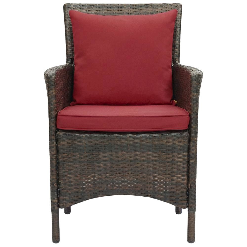 Outdoor Patio Wicker Rattan Dining Armchair Set Of 2 With Armrests