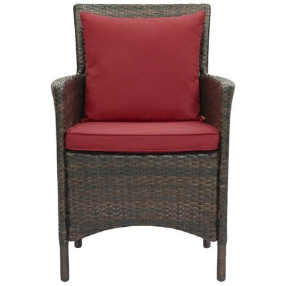 Outdoor Patio Wicker Rattan Dining Armchair Set Of 2 With Armrests