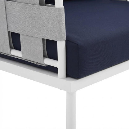 Outdoor Patio Aluminum Armchair With Cushioned Seat And Sleek Design