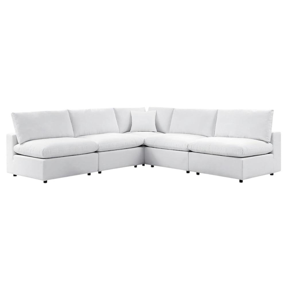 Modern outdoor sectional sofa set with cushions, 5-piece patio furniture