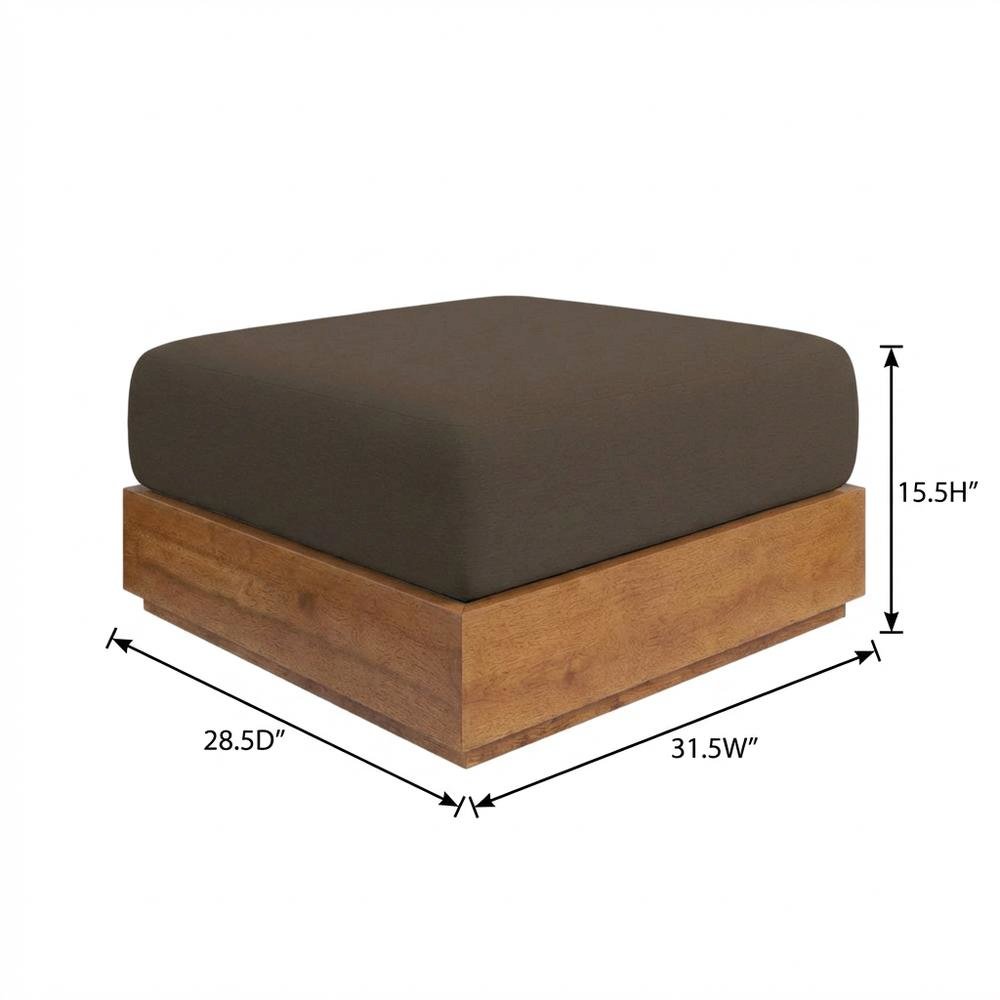 Outdoor Patio Acacia Wood Ottoman With Sturdy Frame And Versatile Design