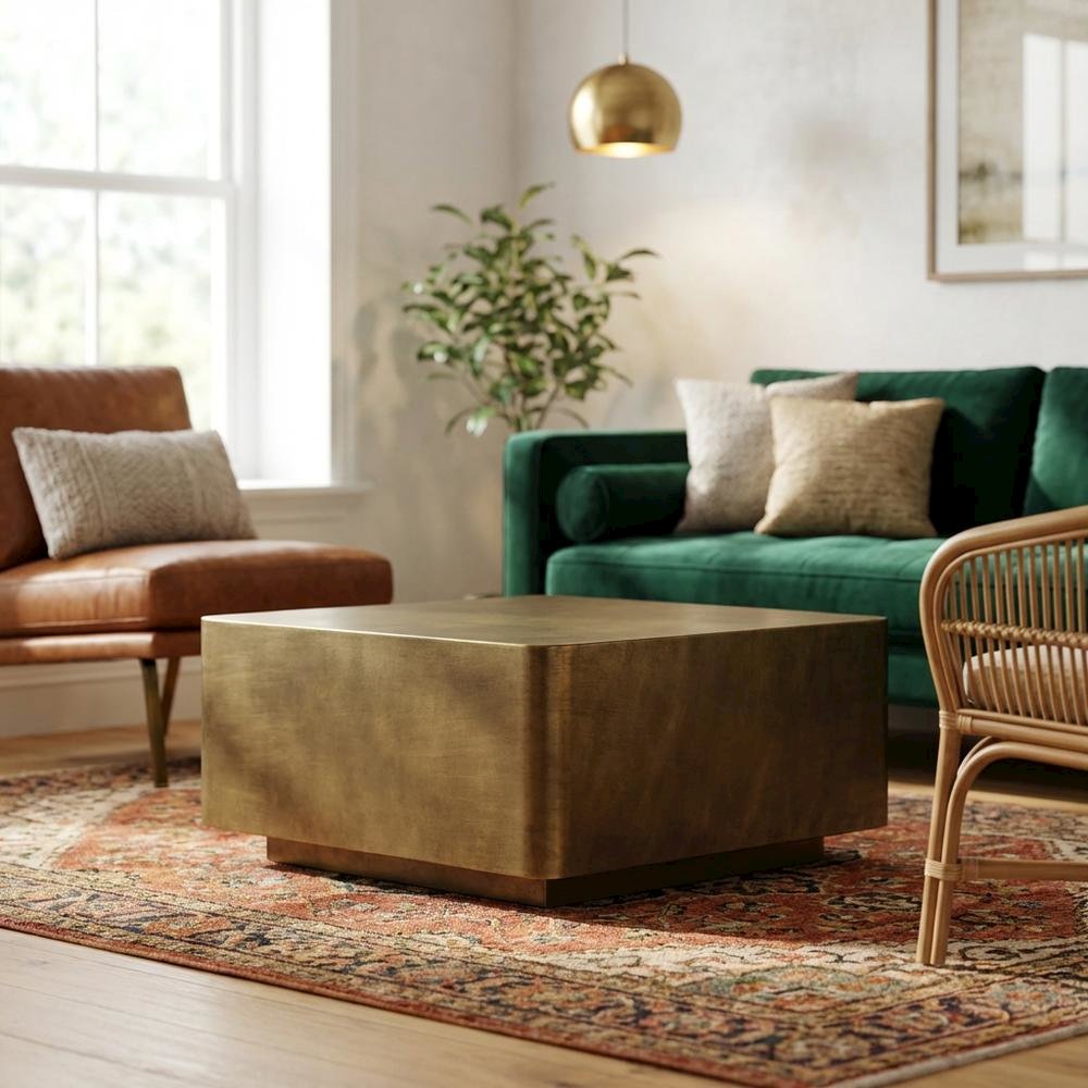 Premium Metal Coffee Table in Brass Finish with Modern Design