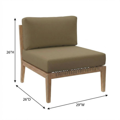 Teak Wood Outdoor Lounge Chair With Armless Design And Cushioned Seat