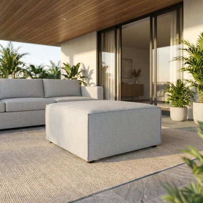 Outdoor Patio Upholstered Sectional Sofa Ottoman for Lounge Comfort