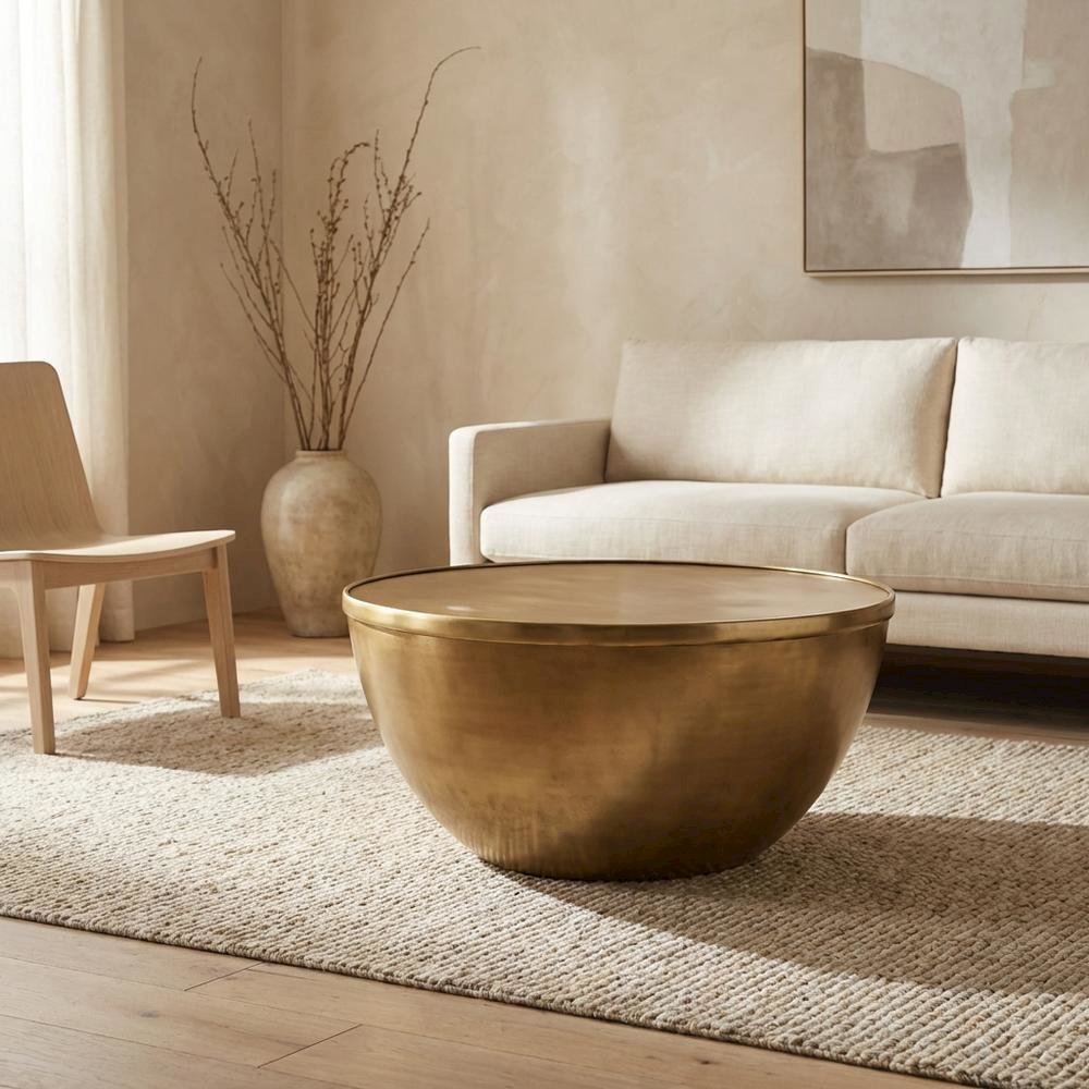 Premium Metal Coffee Table in Brass Finish with Modern Design