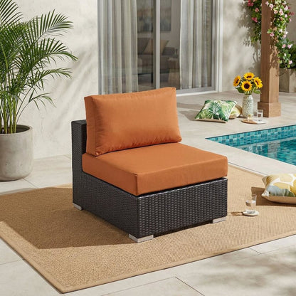 Outdoor Patio Armless Lounge Chair With Cushioned Back, Seat For Outdoor