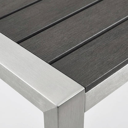 Aluminum Rectangle Outdoor Bar Table With Sturdy Base, Weather-Resistant Finish