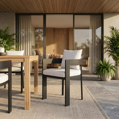 Aluminum Outdoor Patio Dining Chair with Cushioned Seat and Stylish Design