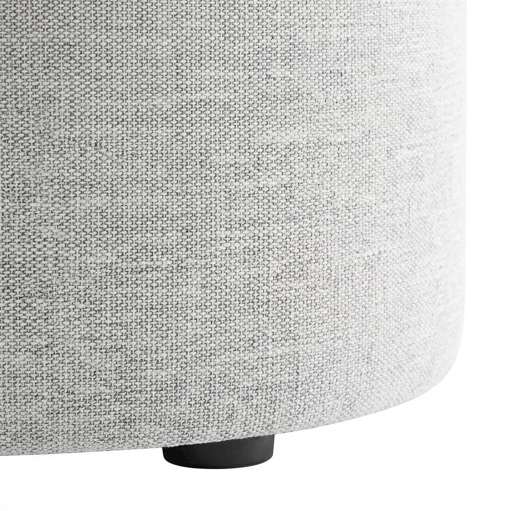 16" Round Heathered Fabric Upholstered Ottoman for Outdoor Living