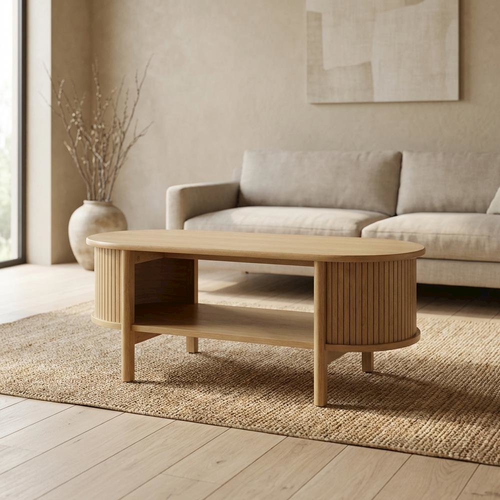 Rectangular Coffee Table with Wooden Base and Modern Design