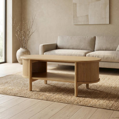 Rectangular Coffee Table with Wooden Base and Modern Design