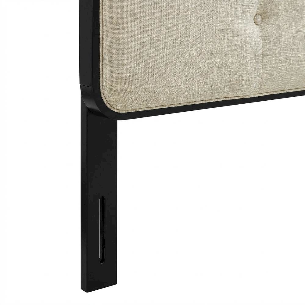 Tufted Fabric Queen Headboard with Wood Frame and Classic Design