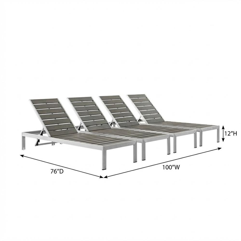 Outdoor Patio Aluminum Chaise Set Of 4 With Stack-Free Design, Backrests