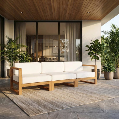 Outdoor Patio Teak Wood Sectional Sofa Set in Finish for Garden and Porch
