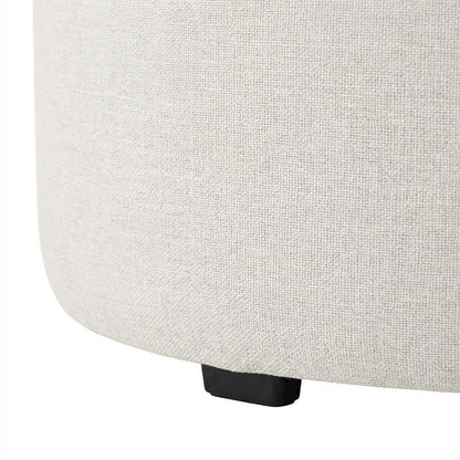 Round Heathered Fabric Upholstered Ottoman for Outdoor Spaces