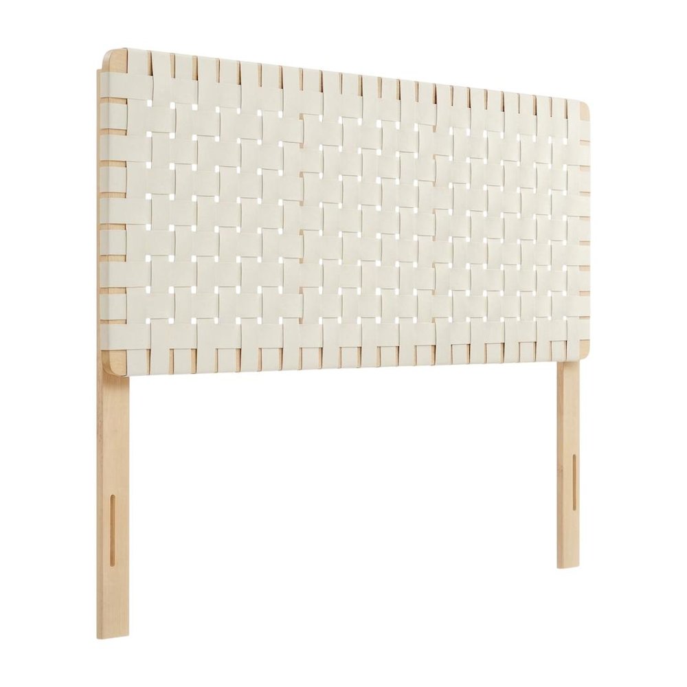 Vegan Leather Full Headboard with Woven Texture and Sturdy Frame