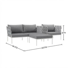 Outdoor Patio Aluminum Sectional Sofa Set Includes 3-Piece Lounge Furniture