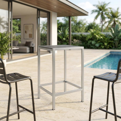 Aluminum Outdoor Bar Table With Square Top And Modern Design