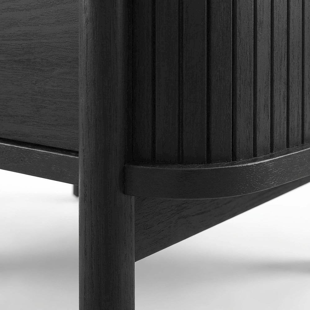Wooden Nightstand in Black Finish with Sleek Design and Easy-To-Access Drawer