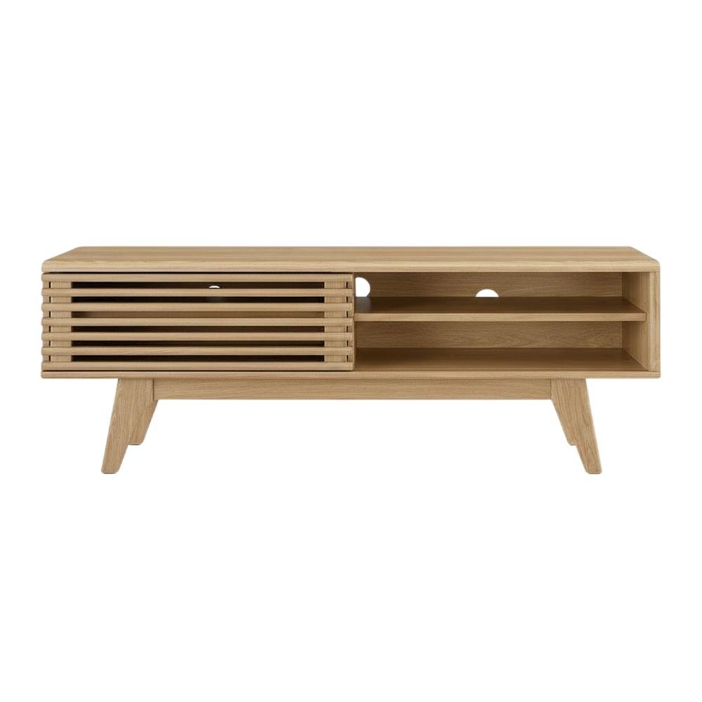 Wooden Brown TV Stand with 48-Inch Width and Sleek Design