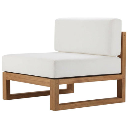 Teak Wood Armless Outdoor Lounge Chair With Comfortable Backrest