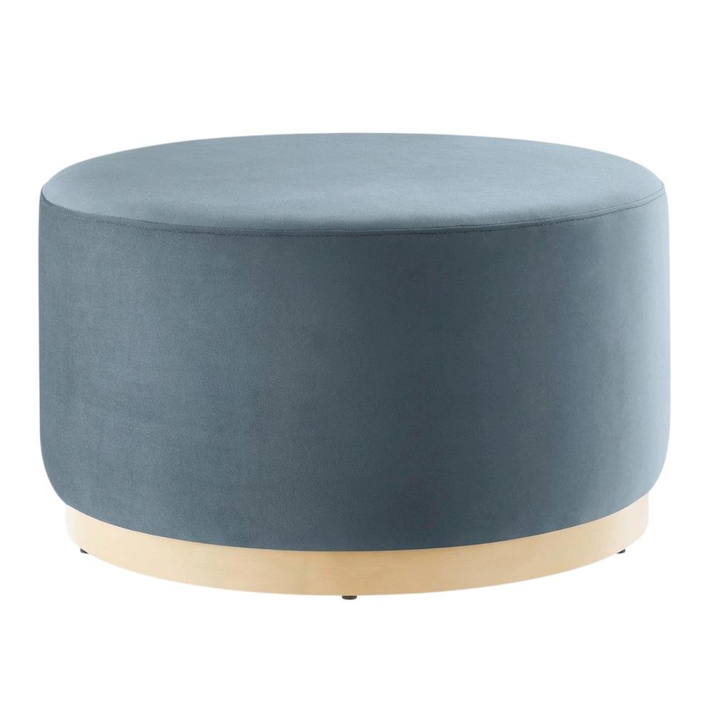 Velvet Upholstered Ottoman with Performance Finish for Outdoor Use