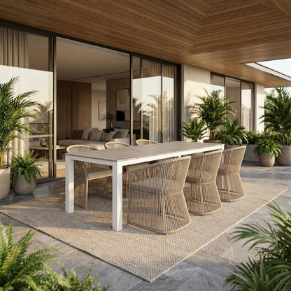 Rustic Grey Outdoor Patio Dining Table With Durable Construction