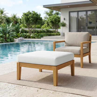 Teak Outdoor Ottoman with Stylish Design and Durable Construction