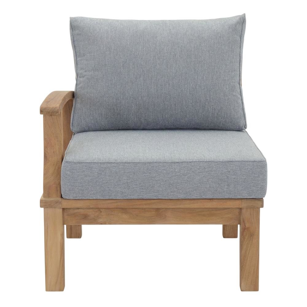 Teak Outdoor Left-Facing Sofa With Cushions And Armrests