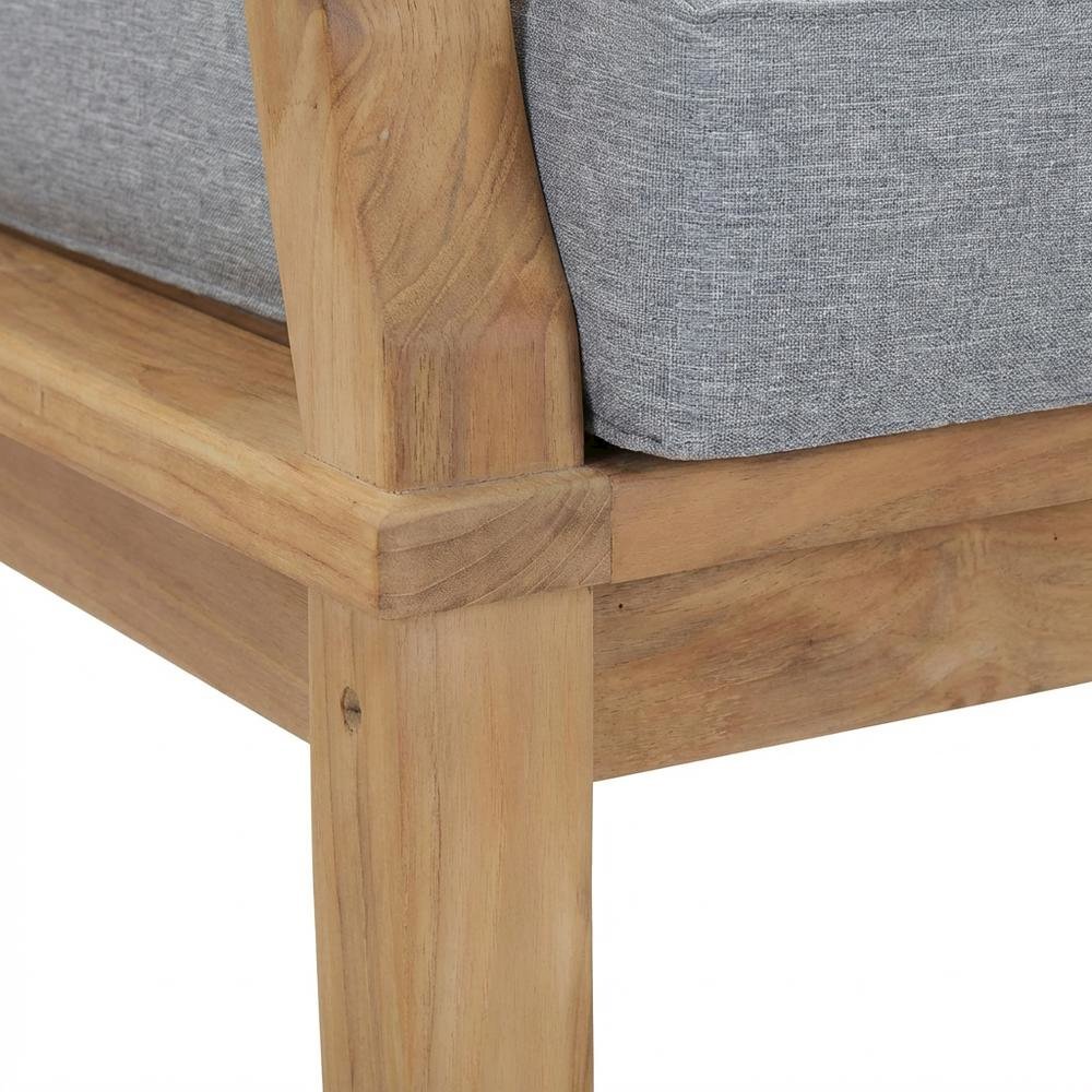 Teak Outdoor Left-Facing Sofa With Cushions And Armrests